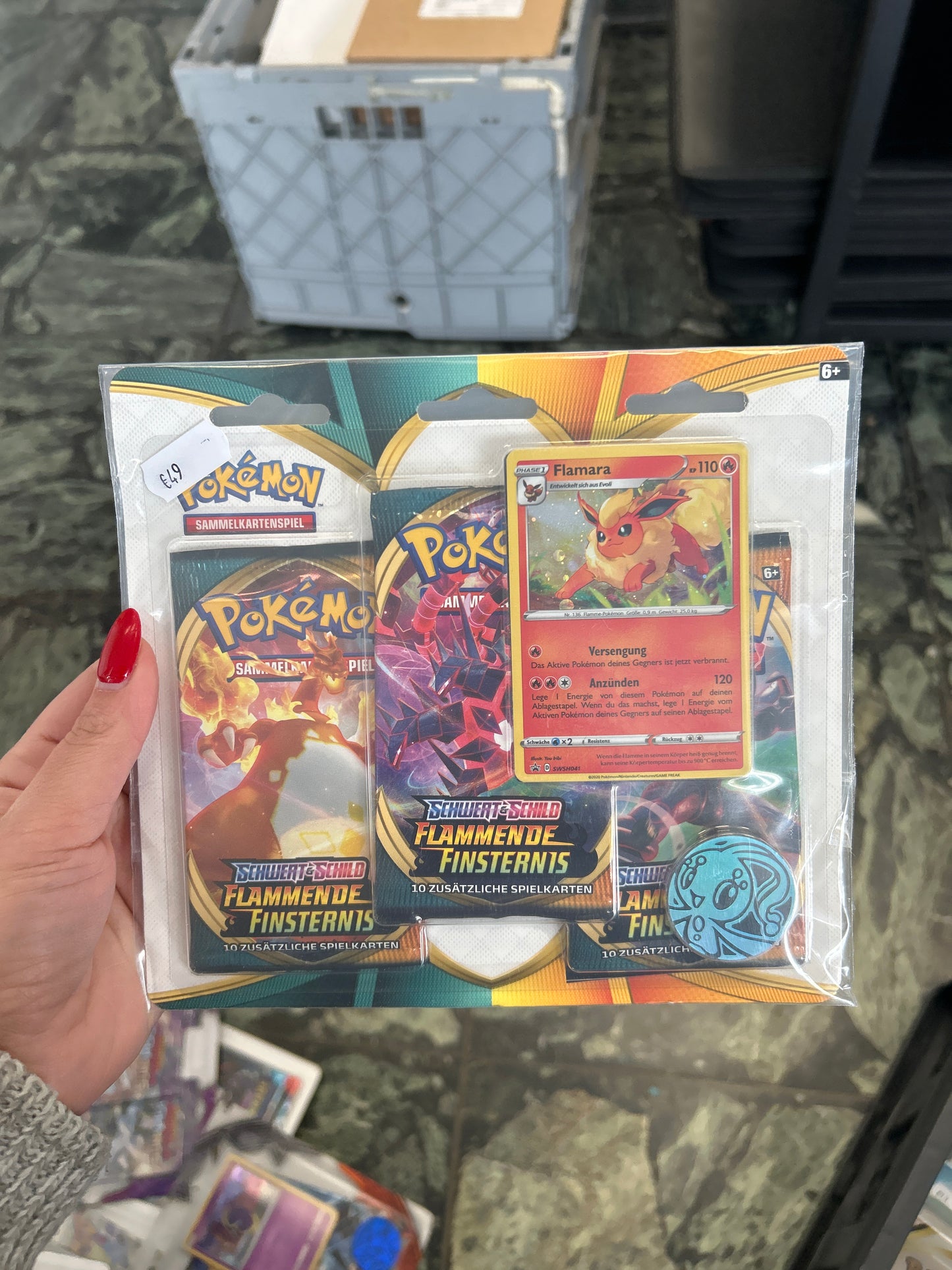 Pokémon 3 Blister Booster Schwert & Schild Flammende Finsternis Flamara