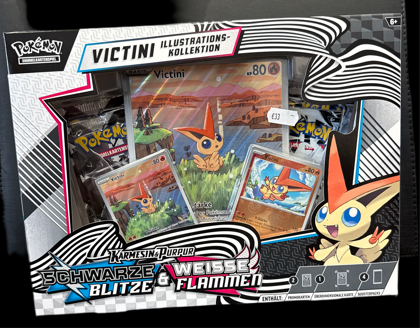 Pokémon schwarze Blitzer & Weisse Flamen Victini Illustration Kollektion