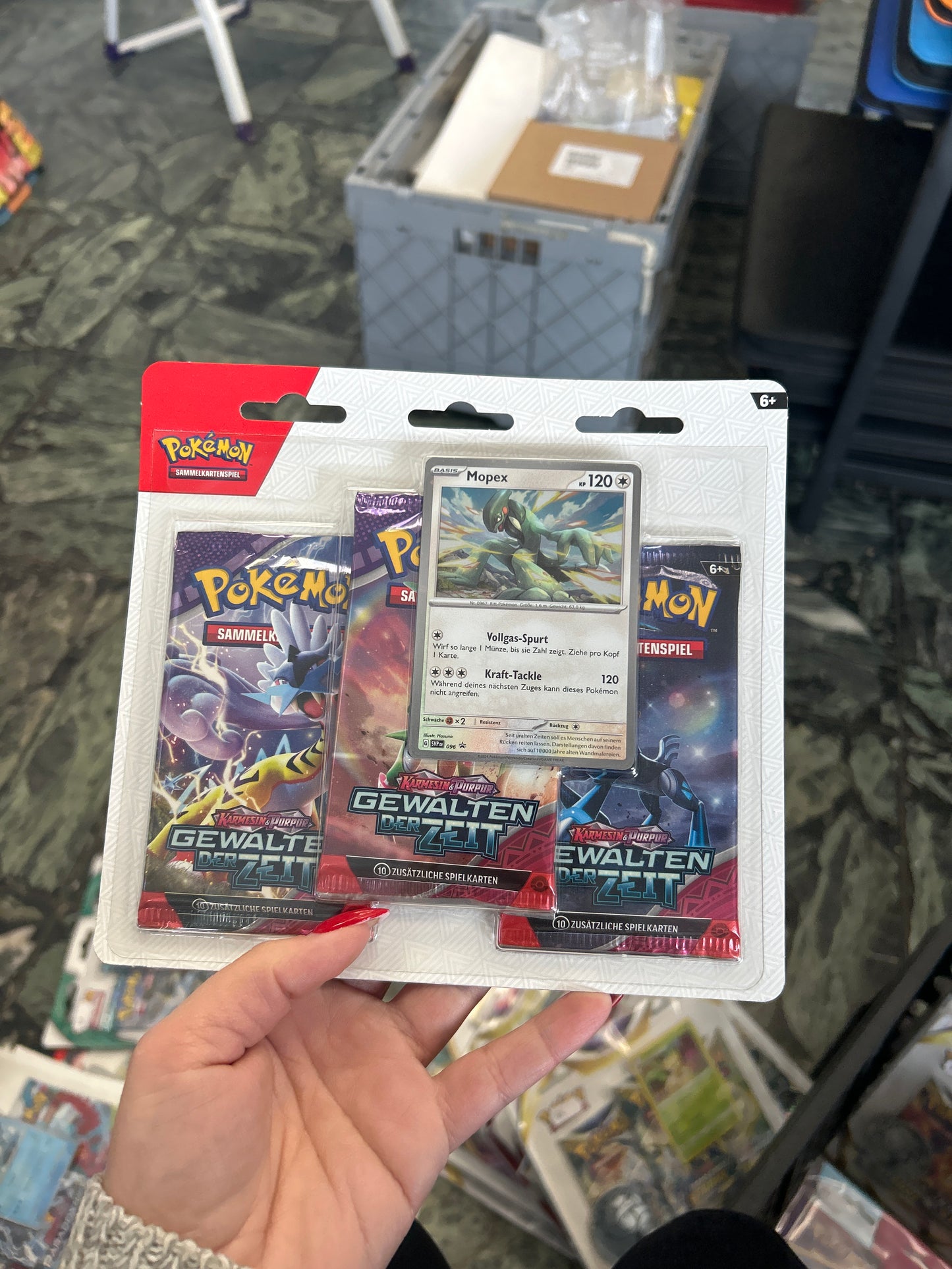 Pokémon 3 booster sammelkartenspiel Karmesin & Purpur Gewalten der Zeit Mopex