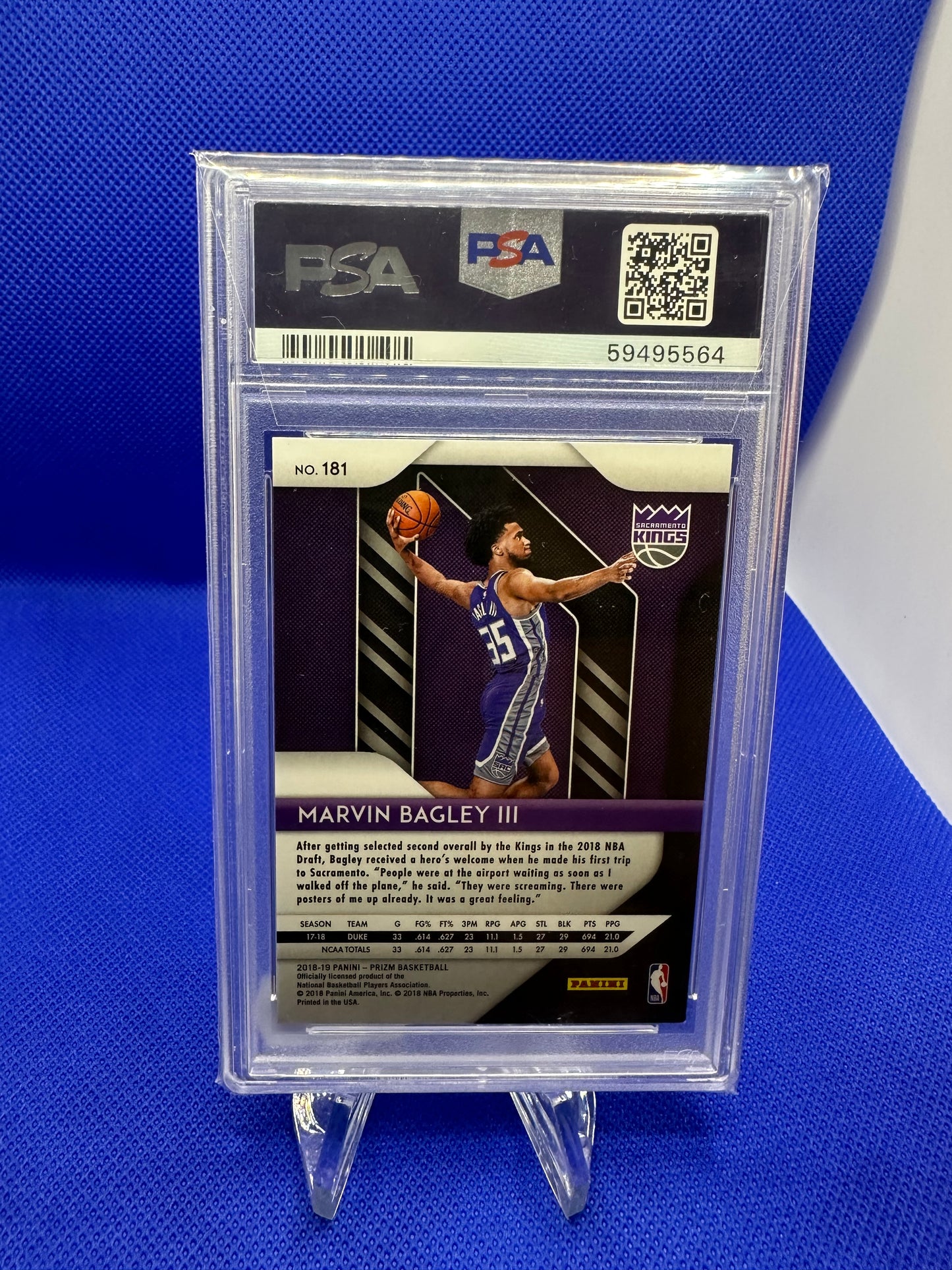 Marvin Bagley III 2018 Panini Prizm PSA 9 NBA