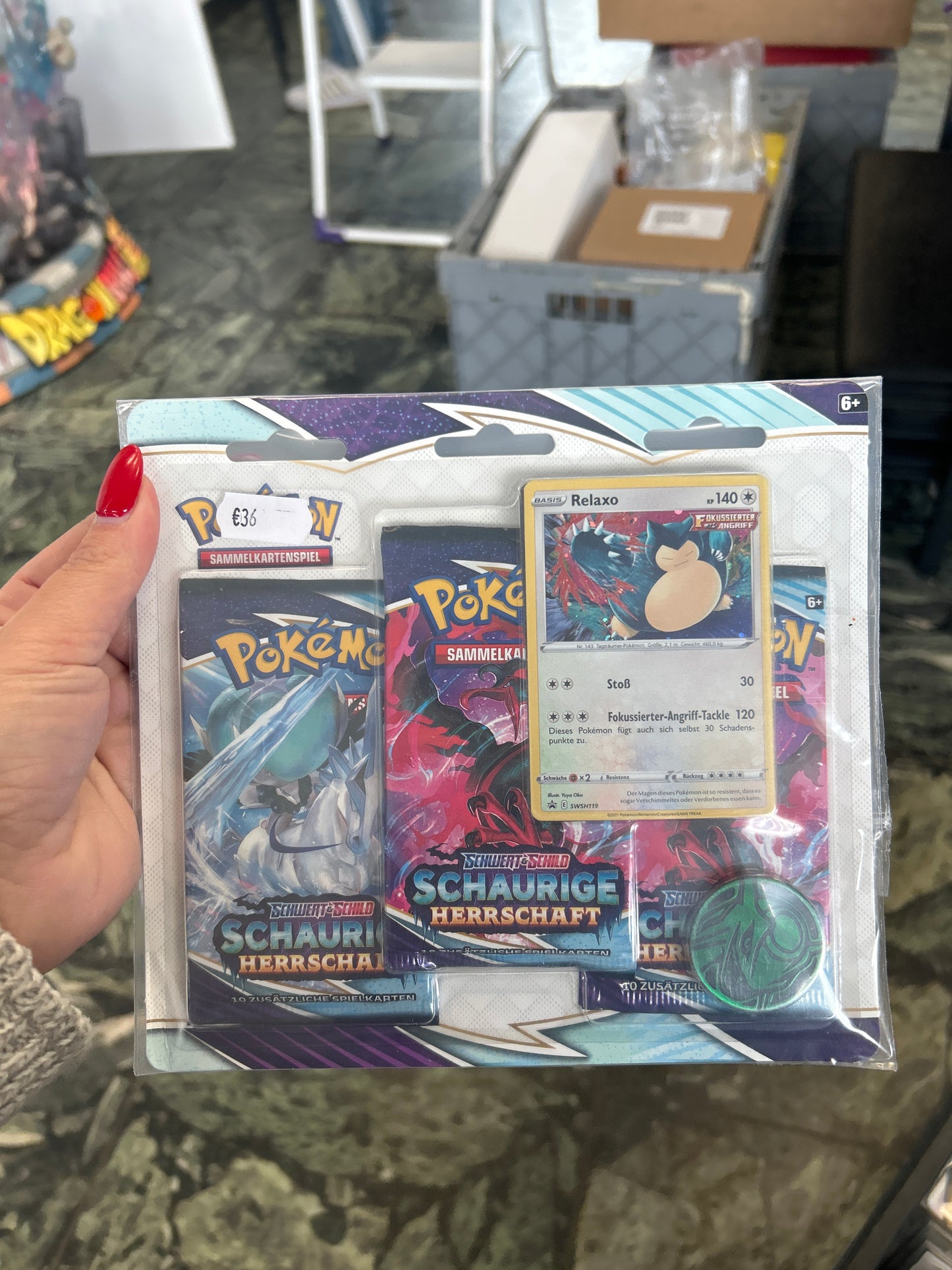 Pokémon 3 Blister Booster Schwert & Schild Schaurige Herrschaft Relaxo