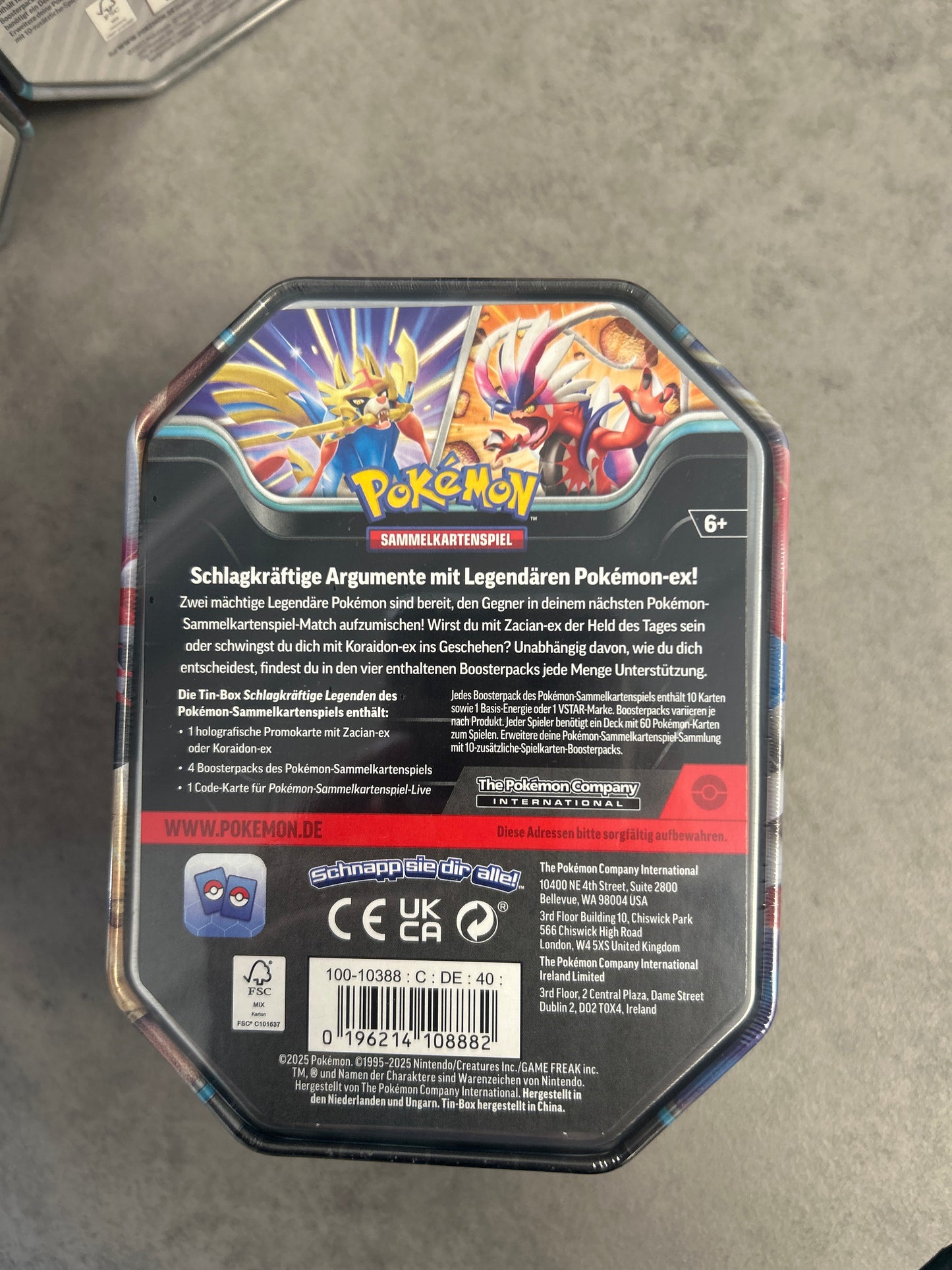 Pokémon Tin Box Zacian Ex
