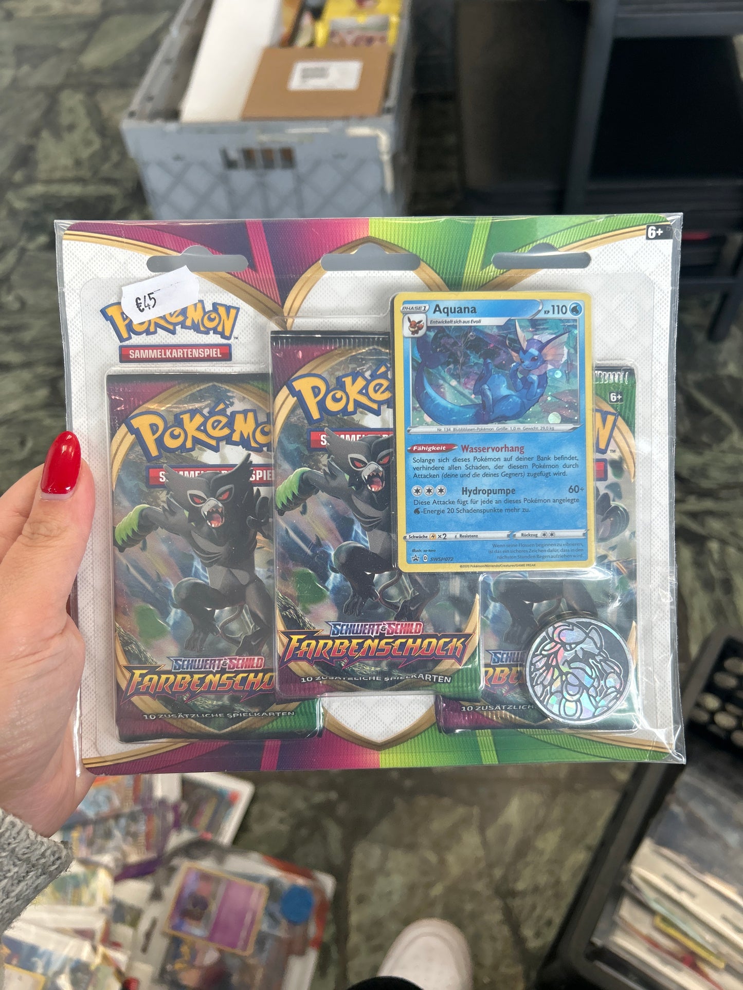Pokémon 3 Blister Booster Schwert & Schild Farbenschock Aquana