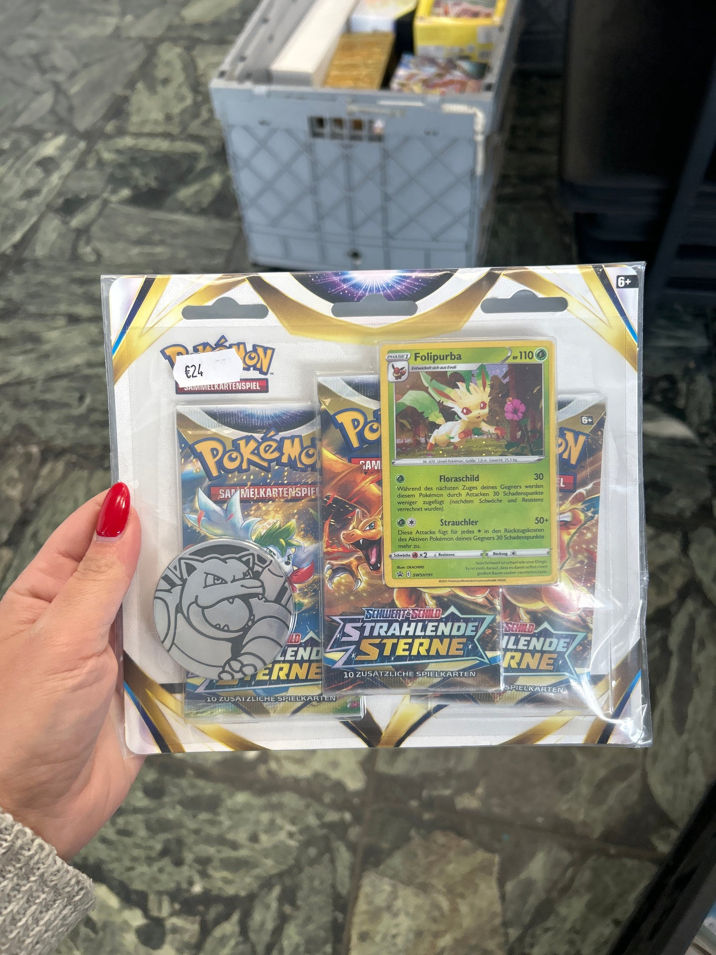 Pokémon 3 booster Sammelkartenspiel Schwert & Schild strahlende Sterne Folipurba