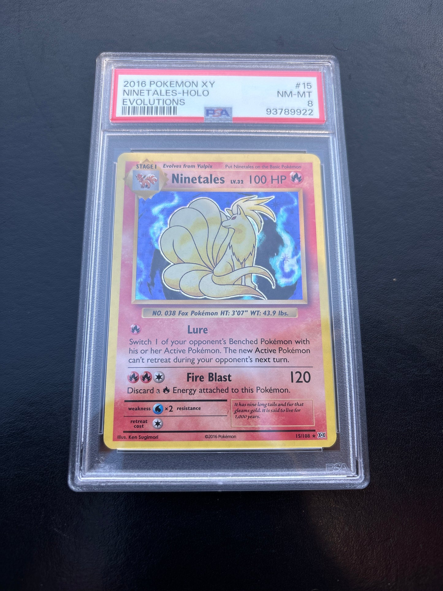 Pokémon Ninetales Holo 15/108 Evolutions PSA 8 Englisch