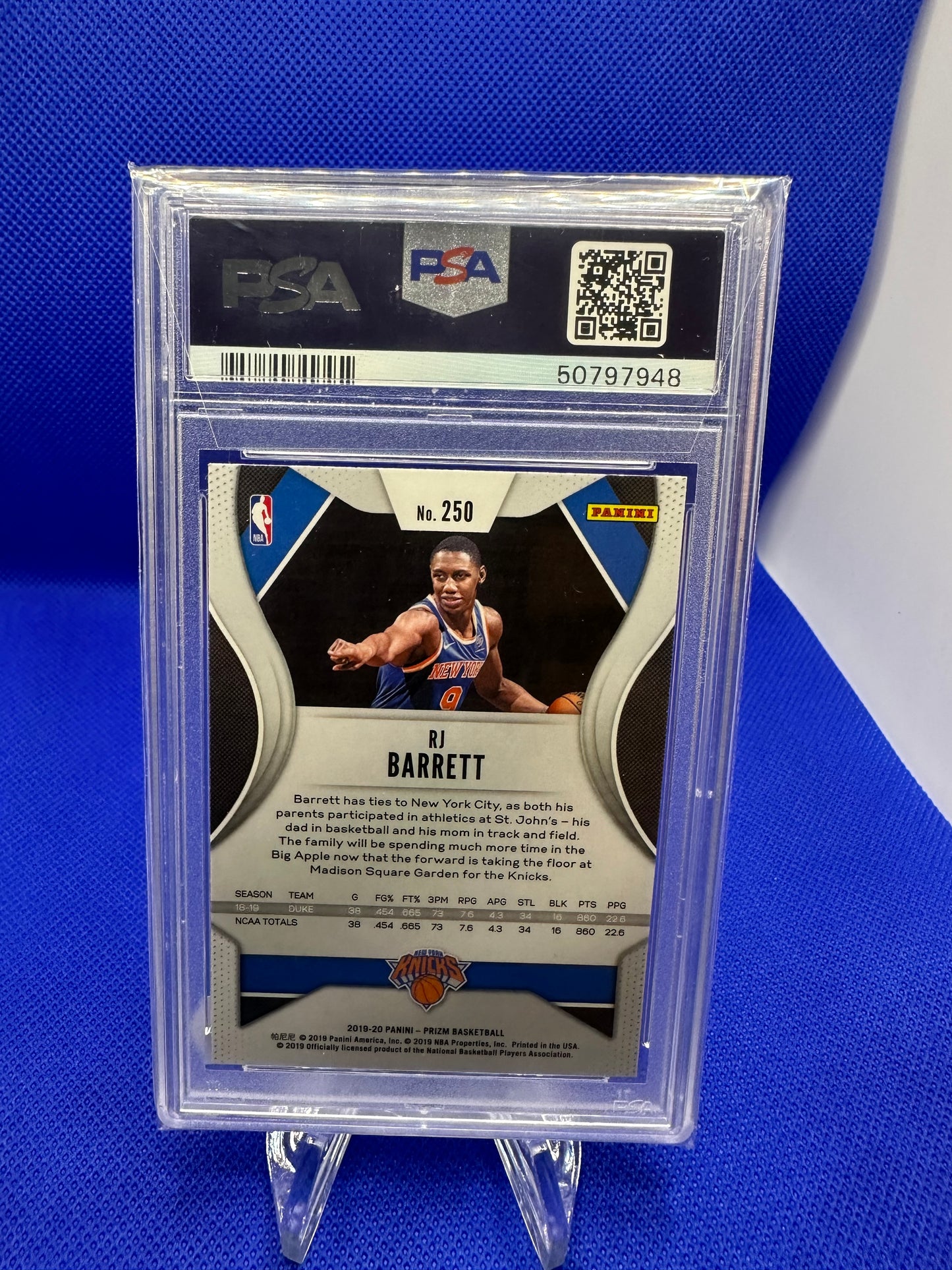 RJ Barrett 2019 Panini Prizm PSA 9 NBA