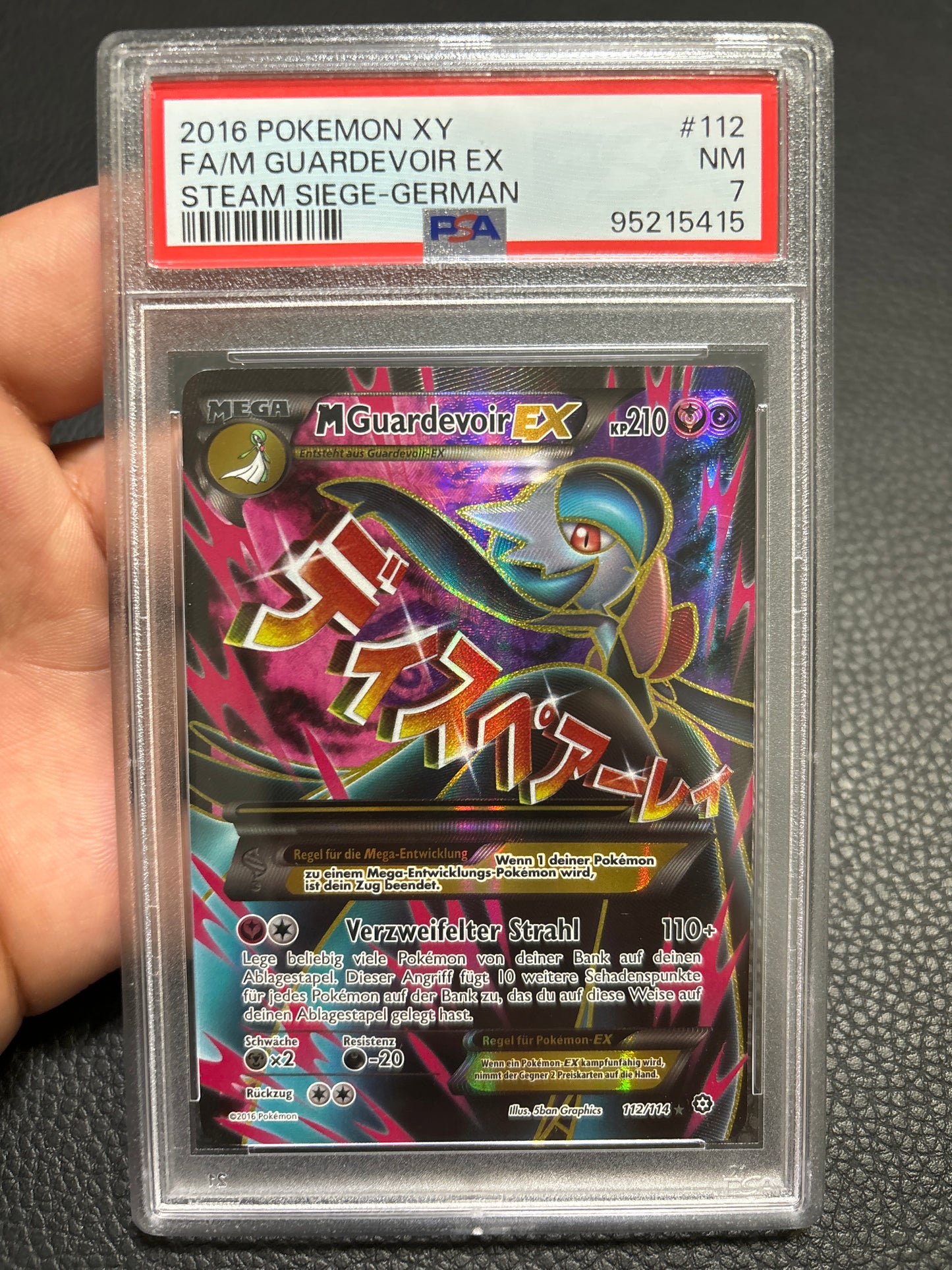 Pokémon Fa/M Guardevoir EX 112/114 Steam Siege PSA 7 Deutsch