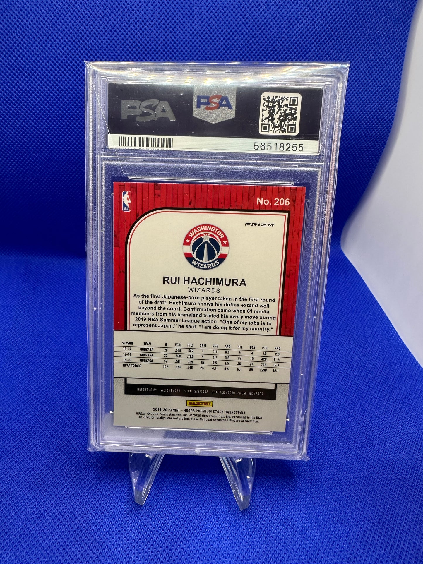 Rui Hachimura 2019 Hoops Premium Stock Pulsar PSA 10 NBA