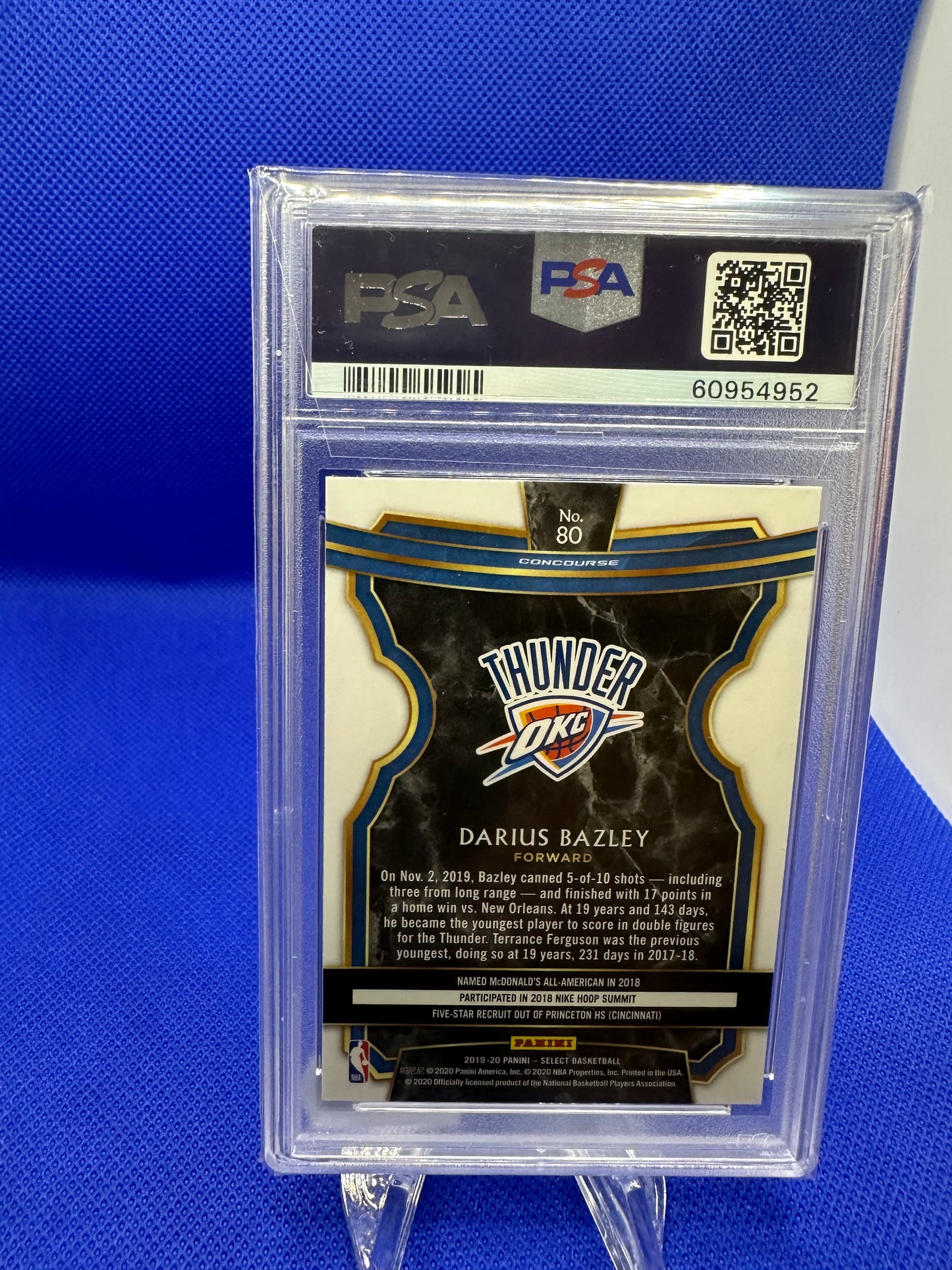 Darius Bazley 2019 Panini Select PSA 9 NBA