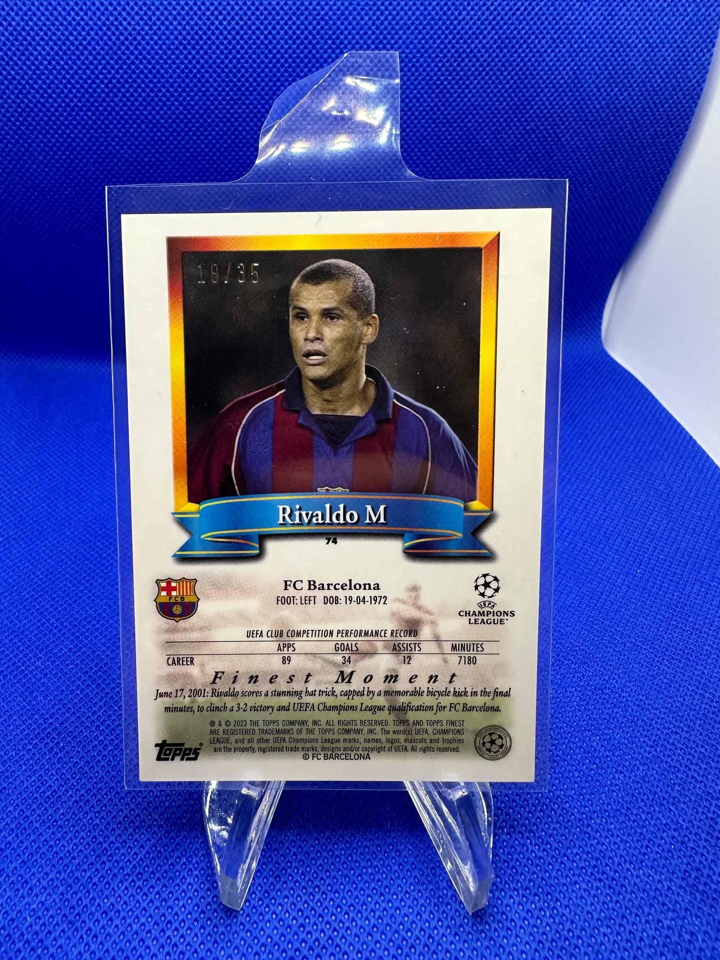 Rivaldo 2023 Topps Finest Moments FC Barcelona /35