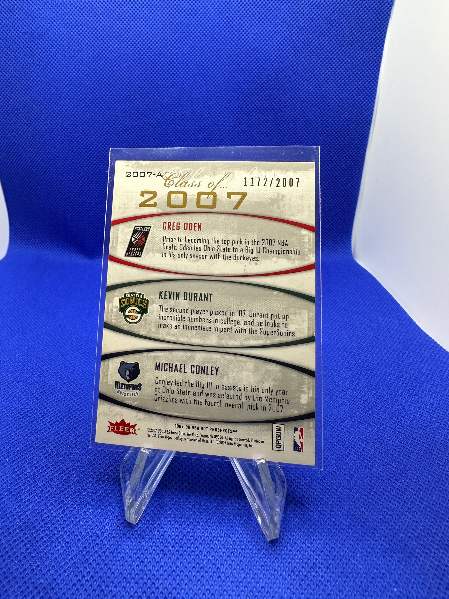 Kevin Durant 2007-08 Fleer Class of 2007 Rookie Hot Prospects /2007