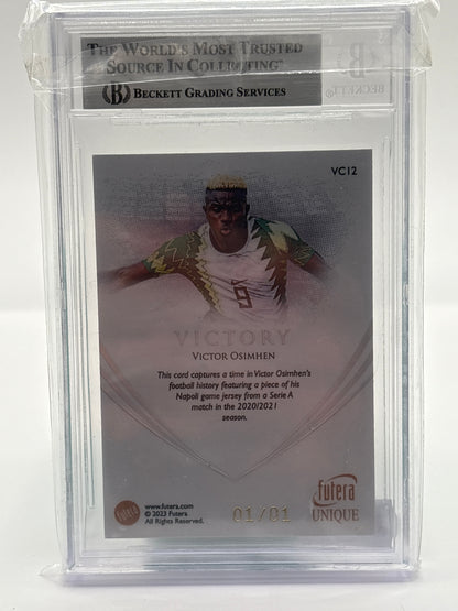 #VC12 Victor Osimhen 2022-23 Futera Unique Rainbow 01/01 Beckett 8,5 NM-MT+