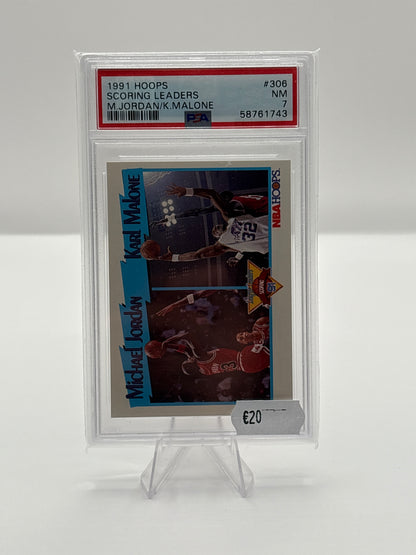 M. Jordan/K. Malone Scoring Leaders 1991 Hoops PSA 7