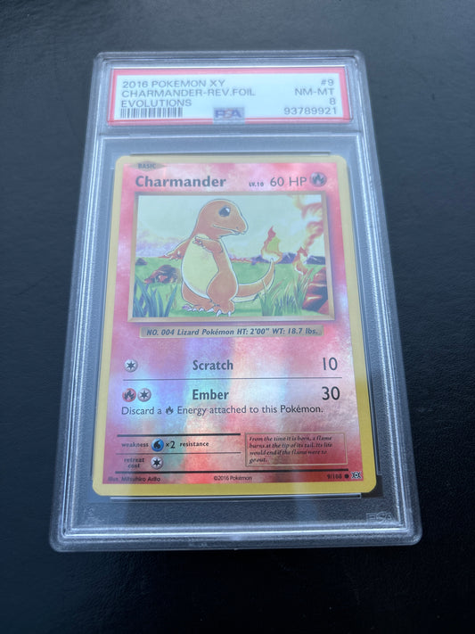 Pokémon Charmander-Rev.Foil Evolutions PSA 8