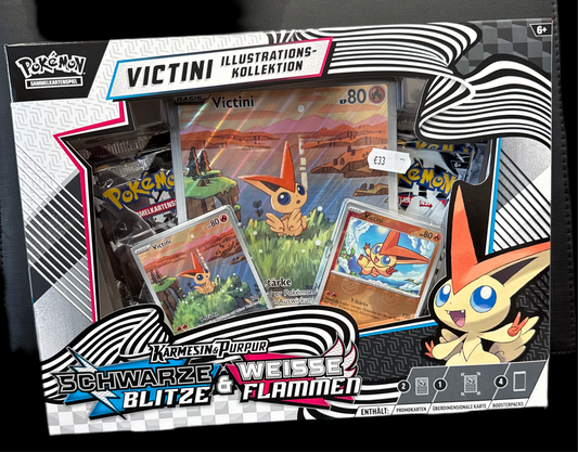 Pokémon schwarze Blitzer & Weisse Flamen Victini Illustration Kollektion