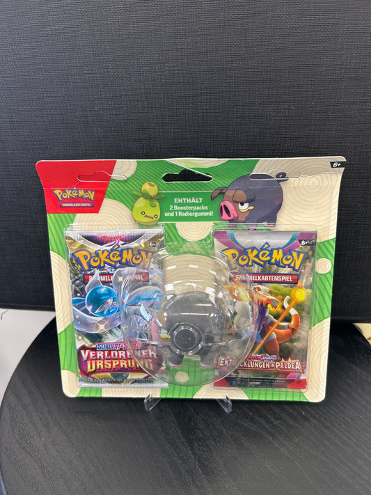 Pokémon 2er Blister + 1 Radiergummi Schwert & Schild verlorener Ursprung