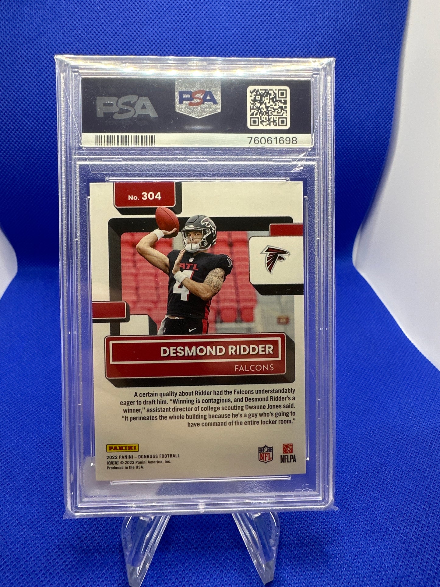 Desmond Ridder 2022 Donruss PSA 9 NFL