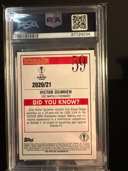 Victor Osimhen 2020 Merlin Chrome UCL PSA 10