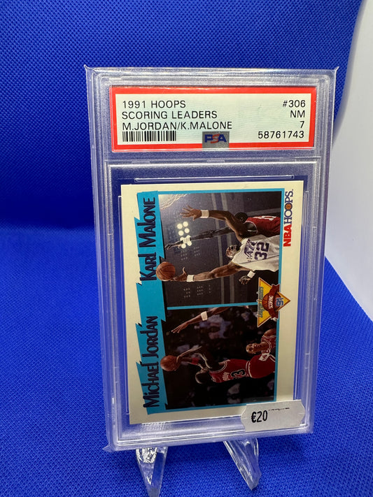 Michael Jordan/Karl Malone 1991 Hoops Scoring Leaders Psa 7 NBA