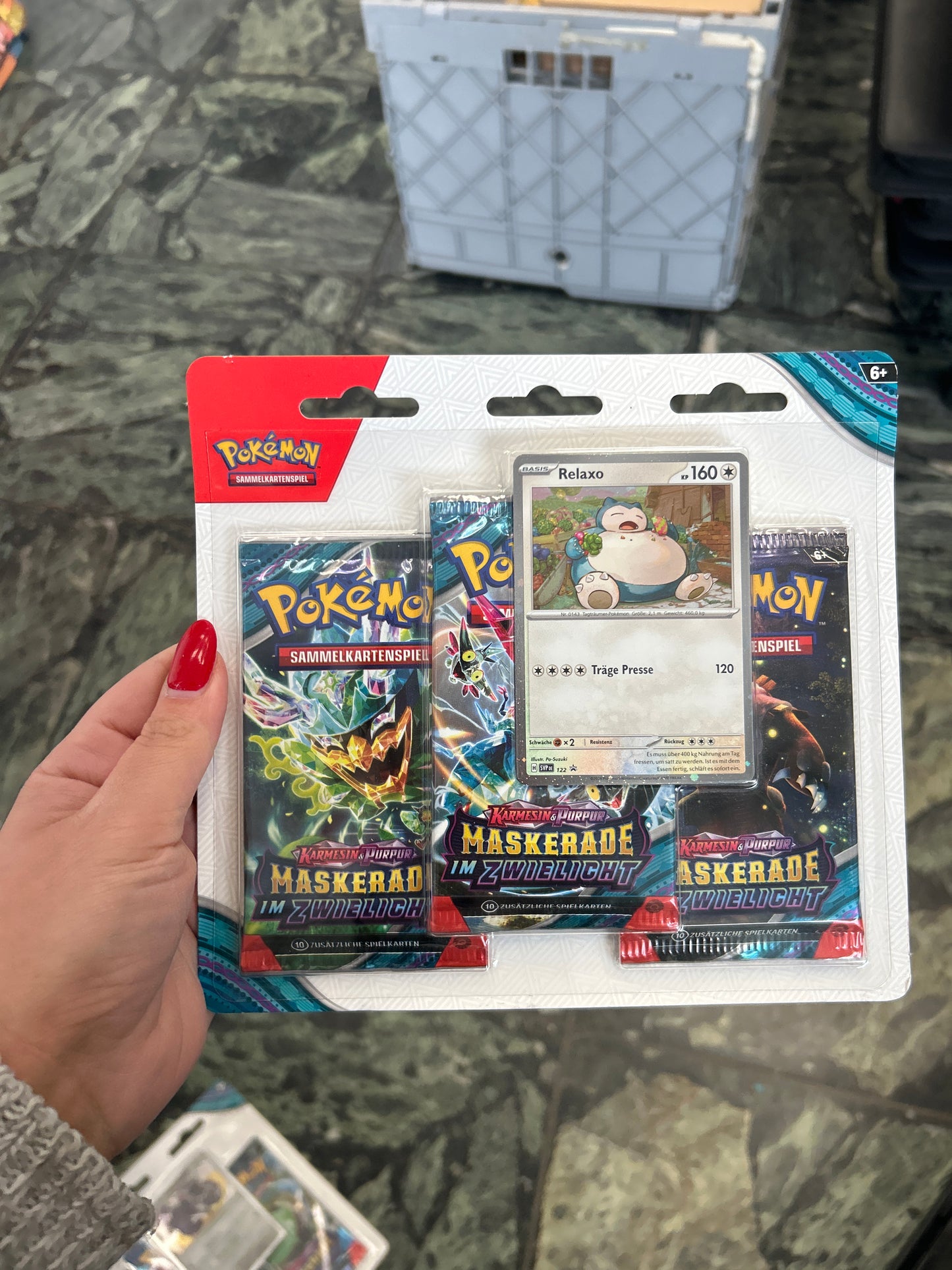 Pokémon sammelkartenspiel 3 booster Karmesin&Purpur Maskerade im Zwielicht Relaxo