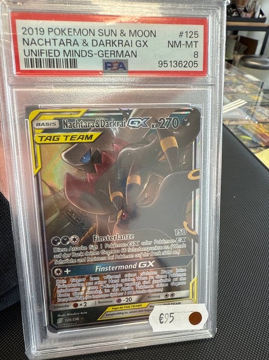 2019 Pokemon Sun&Moon Nachtara&Darkrai GX Unified Minds-Cerman PSA 8