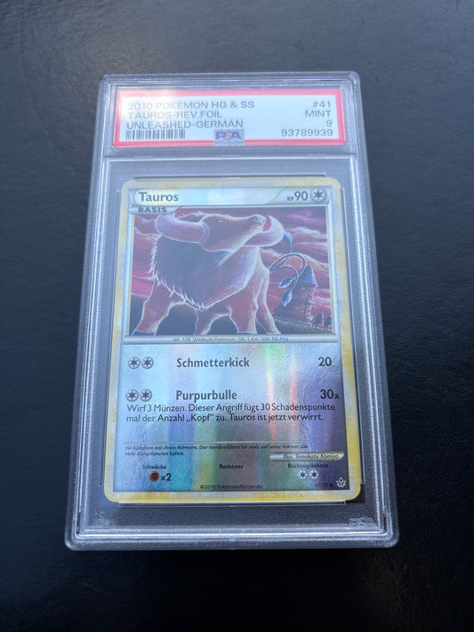 Pokémon Tauros Rev.-Foil 41/95 Unleashed PSA 9 Deutsch