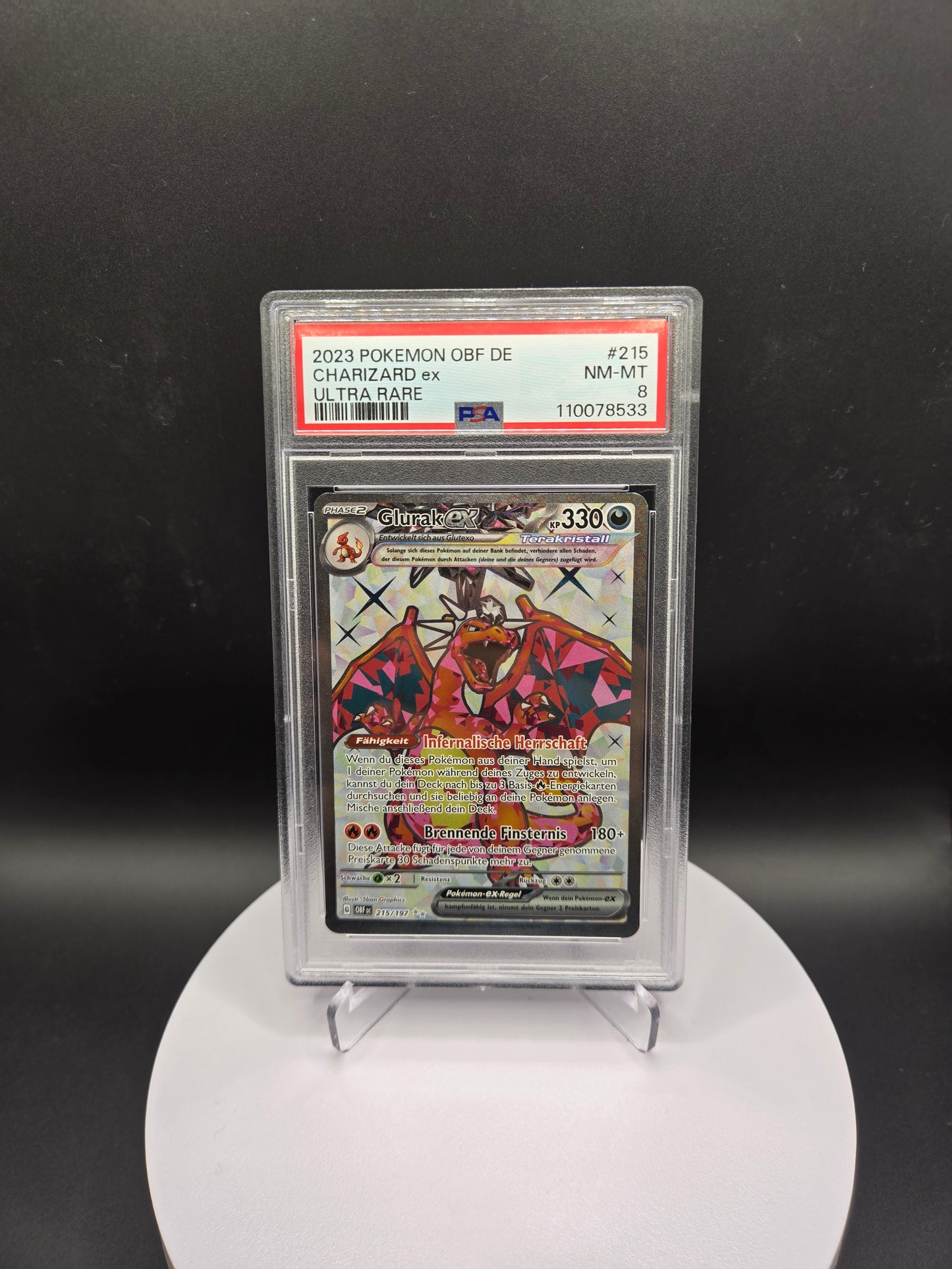 Pokémon Glurak ex OBF215 PSA8